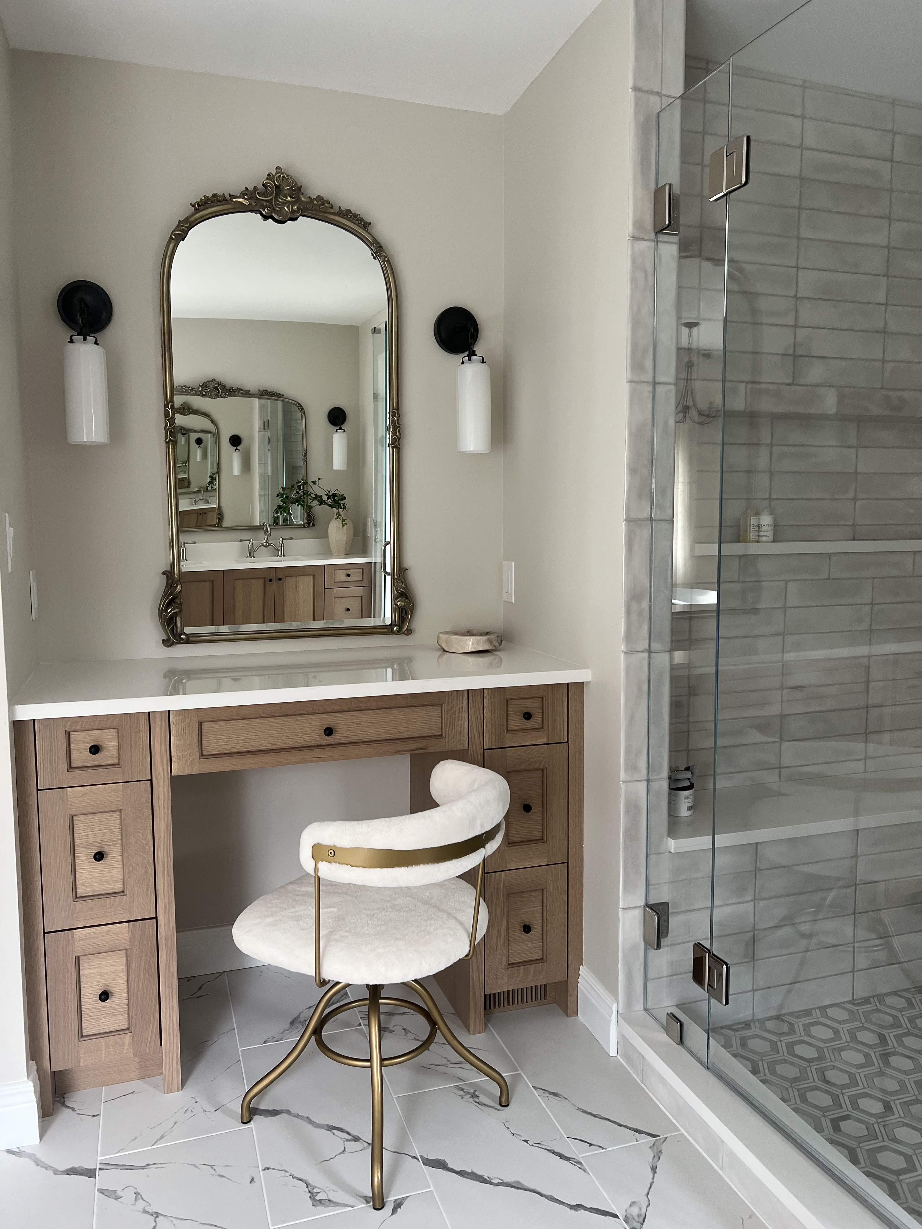 Rolling Hills primary bathroom renovation — custom vanity and freestanding soaking tub by Luxe Built Louisville KY
